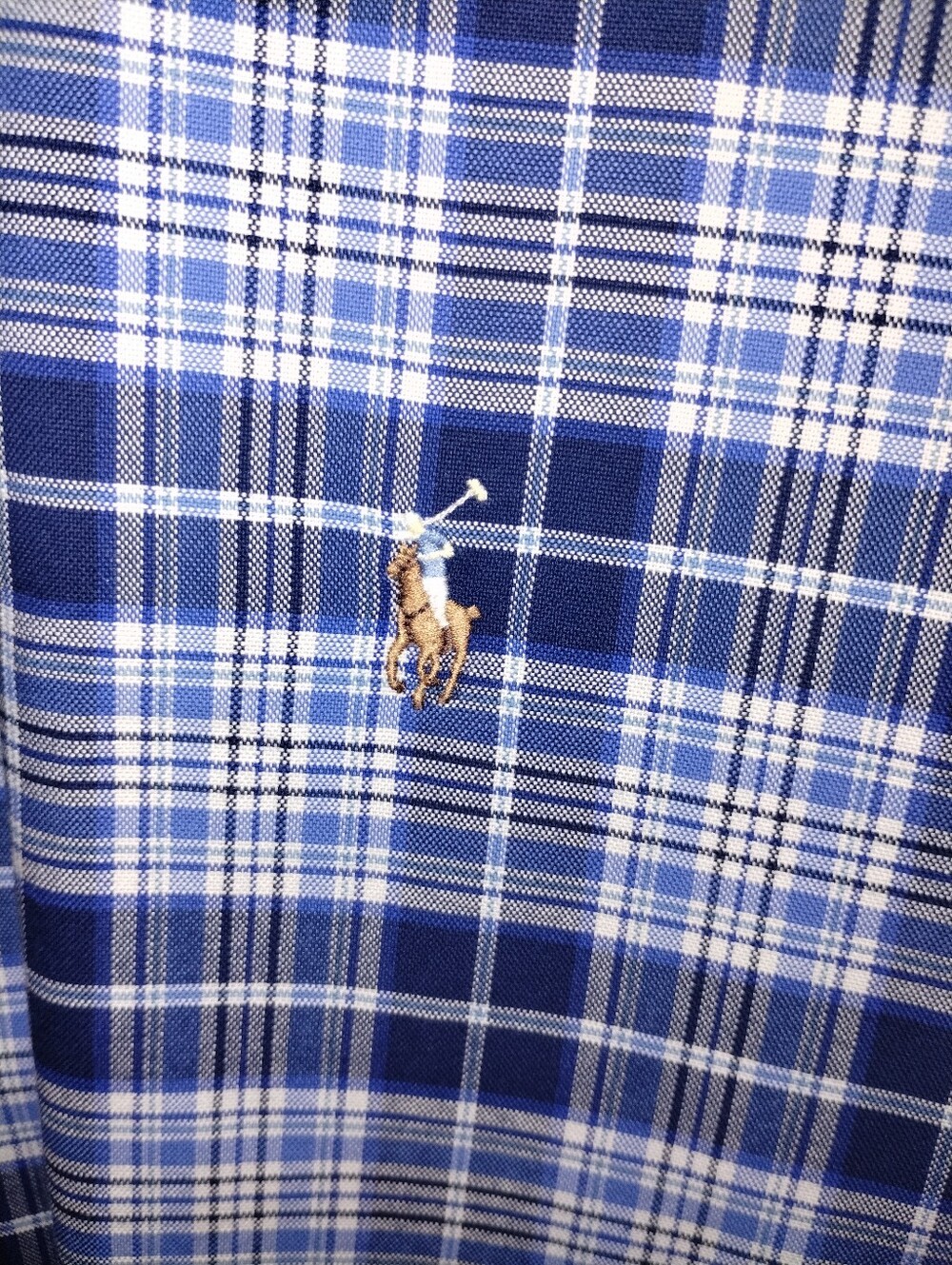 3XB -Polo by Ralph Lauren Navy and Light Blue Plaid Button-Down Shirt